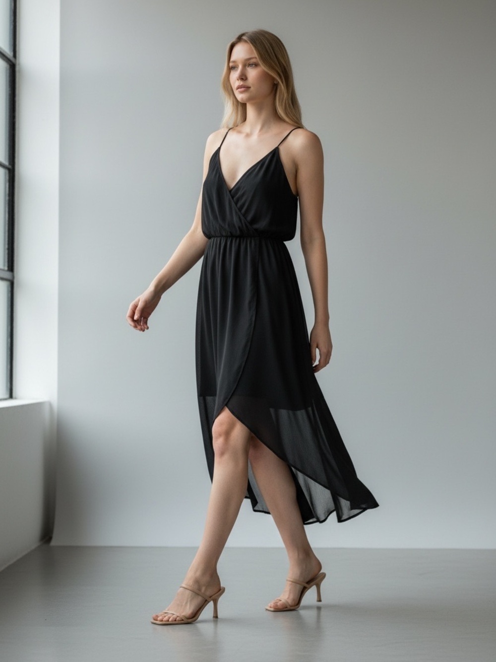 Smart Set Black Sheer Flowy Midi Maxi Dress Size XS